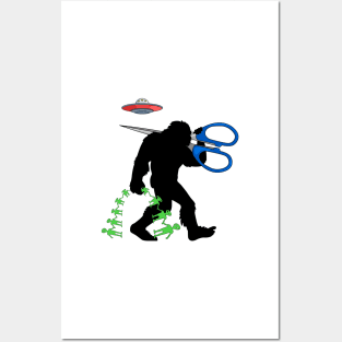 Bigfoot Scissors & Alien Paper Doll Chain Craft Posters and Art